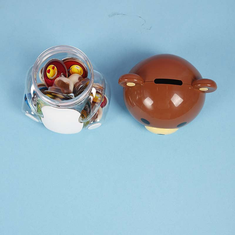 卡通造型塑料罐，食品级PP+PET材质，安全零食分装容器